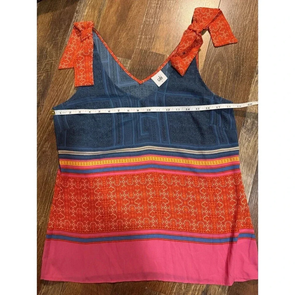 Cabi Nomad Shoulder Tie Top Small Geometric Print Bohemian Hippie Summer NWOT - Picture 7 of 8
